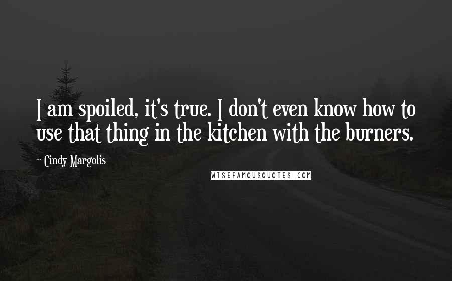 Cindy Margolis Quotes: I am spoiled, it's true. I don't even know how to use that thing in the kitchen with the burners.