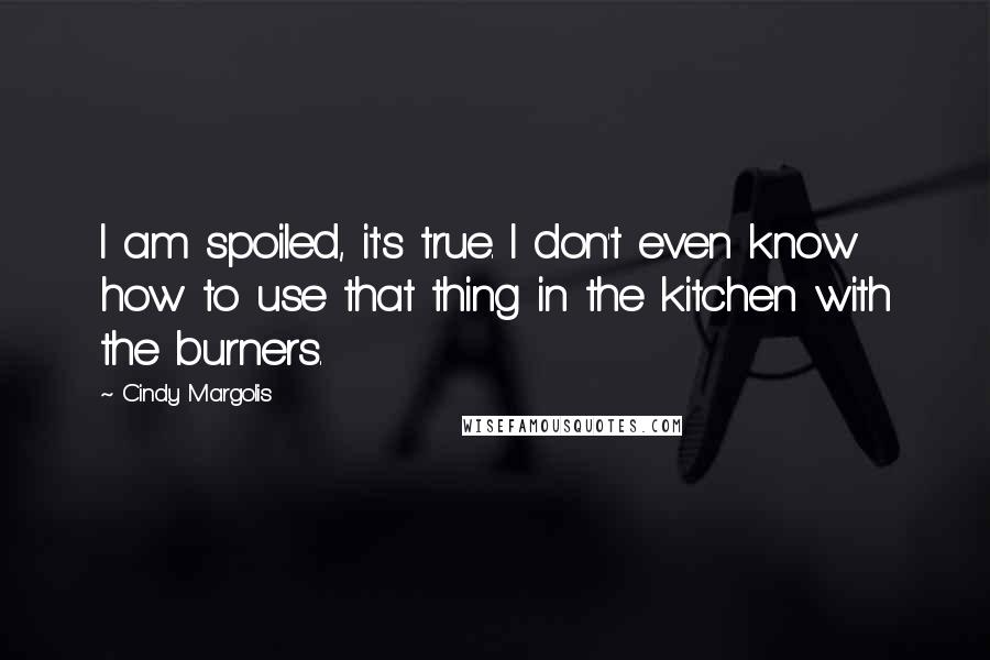 Cindy Margolis Quotes: I am spoiled, it's true. I don't even know how to use that thing in the kitchen with the burners.