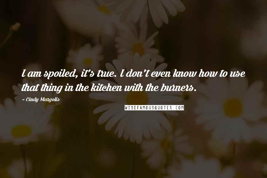 Cindy Margolis Quotes: I am spoiled, it's true. I don't even know how to use that thing in the kitchen with the burners.