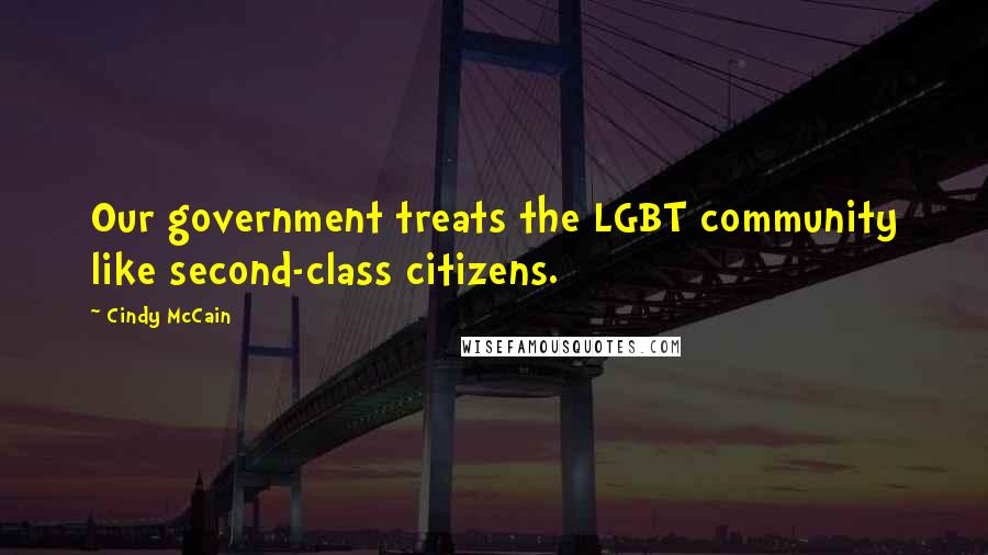 Cindy McCain Quotes: Our government treats the LGBT community like second-class citizens.