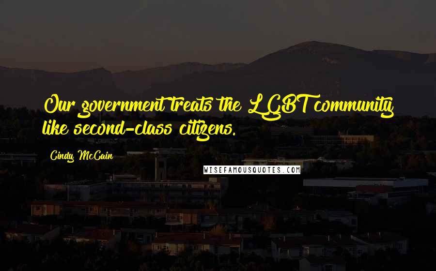 Cindy McCain Quotes: Our government treats the LGBT community like second-class citizens.