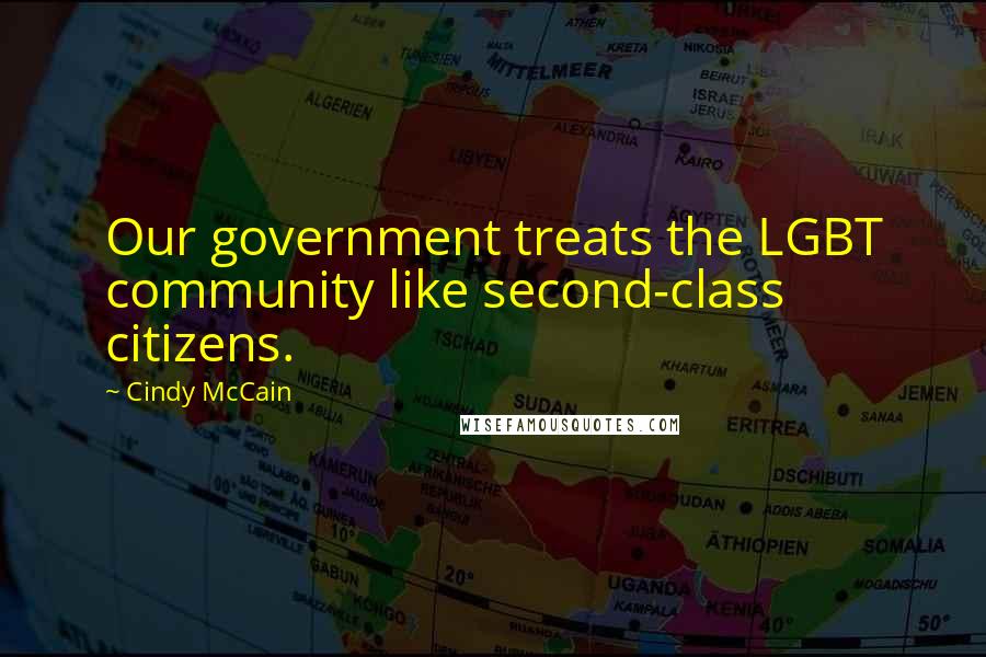 Cindy McCain Quotes: Our government treats the LGBT community like second-class citizens.