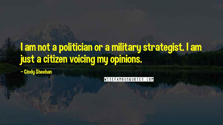 Cindy Sheehan Quotes: I am not a politician or a military strategist. I am just a citizen voicing my opinions.