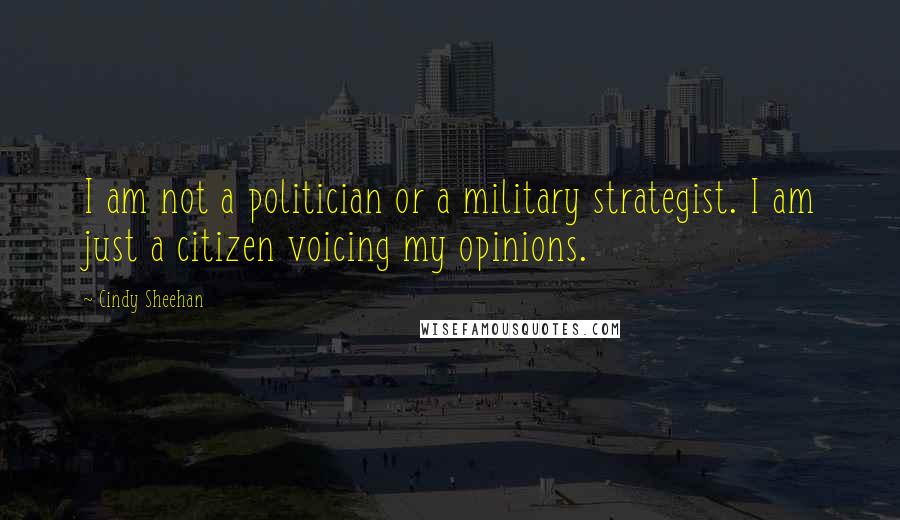 Cindy Sheehan Quotes: I am not a politician or a military strategist. I am just a citizen voicing my opinions.