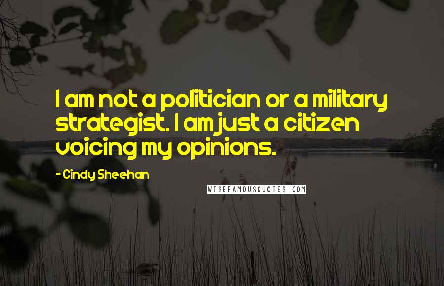 Cindy Sheehan Quotes: I am not a politician or a military strategist. I am just a citizen voicing my opinions.