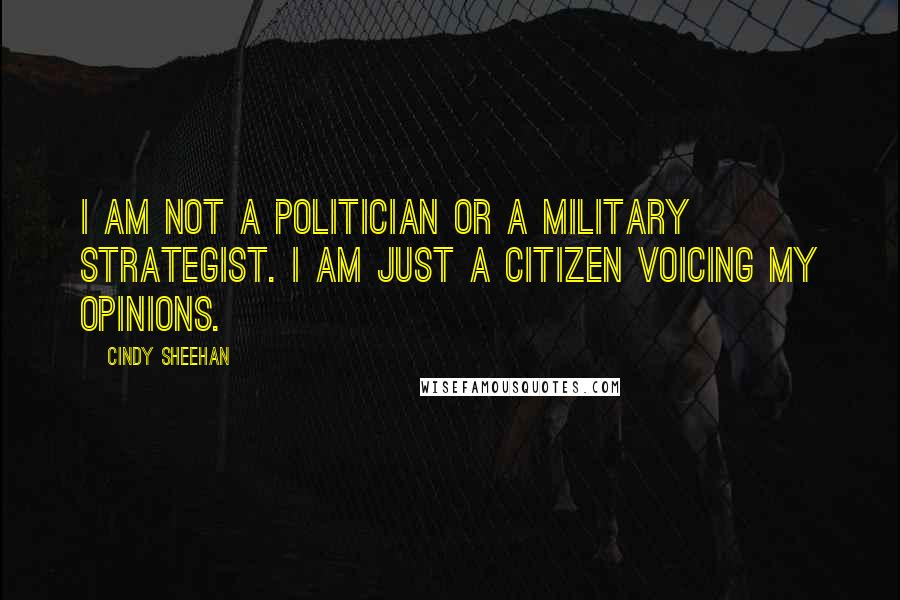 Cindy Sheehan Quotes: I am not a politician or a military strategist. I am just a citizen voicing my opinions.