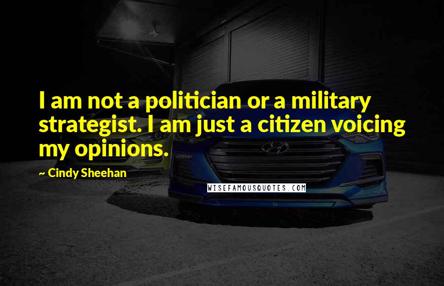 Cindy Sheehan Quotes: I am not a politician or a military strategist. I am just a citizen voicing my opinions.