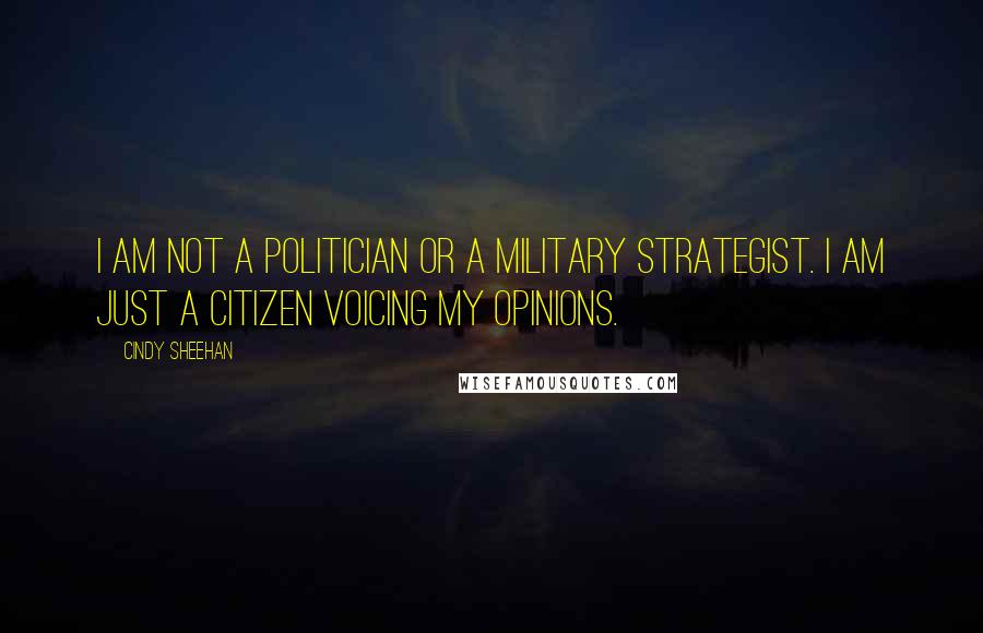 Cindy Sheehan Quotes: I am not a politician or a military strategist. I am just a citizen voicing my opinions.