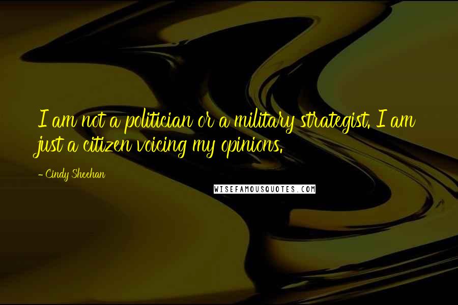 Cindy Sheehan Quotes: I am not a politician or a military strategist. I am just a citizen voicing my opinions.