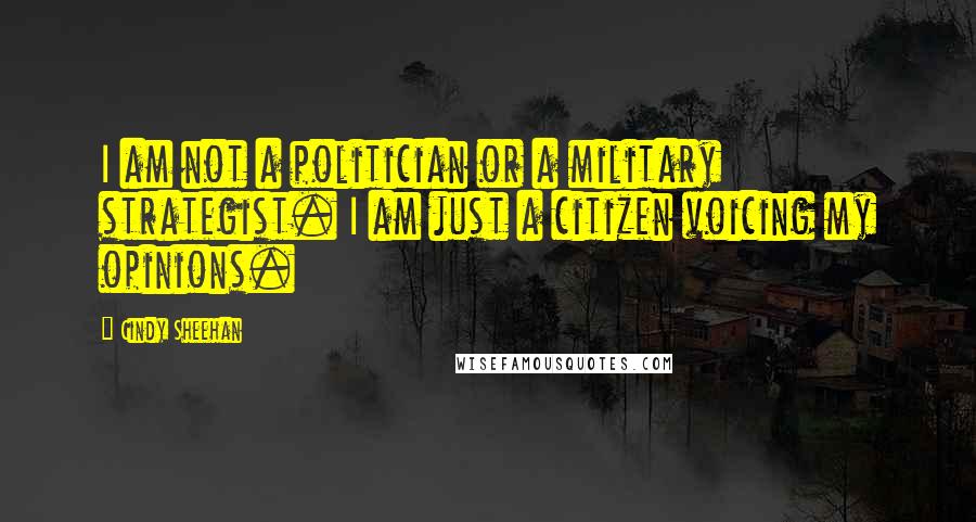 Cindy Sheehan Quotes: I am not a politician or a military strategist. I am just a citizen voicing my opinions.