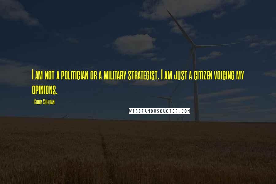Cindy Sheehan Quotes: I am not a politician or a military strategist. I am just a citizen voicing my opinions.