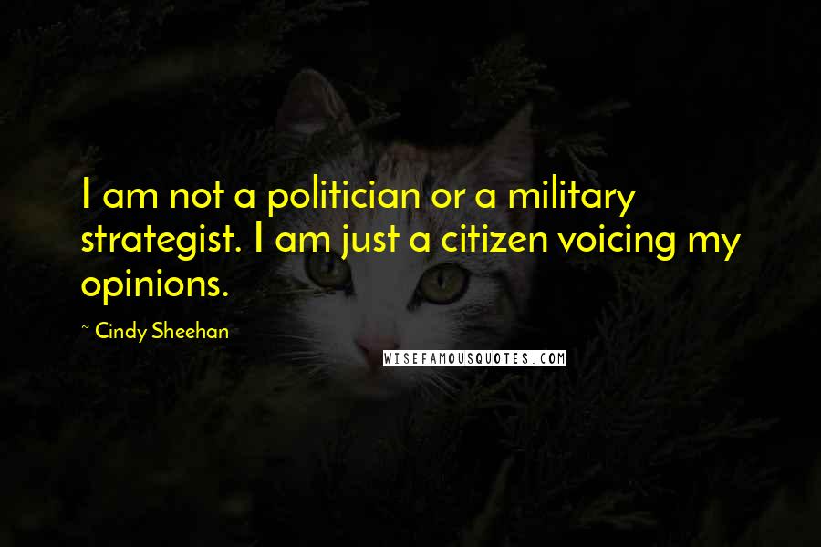 Cindy Sheehan Quotes: I am not a politician or a military strategist. I am just a citizen voicing my opinions.