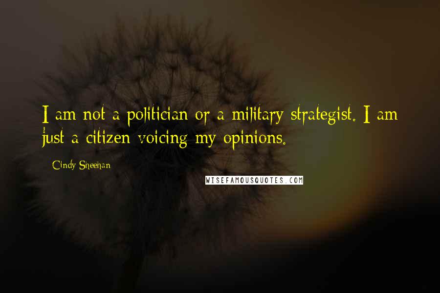 Cindy Sheehan Quotes: I am not a politician or a military strategist. I am just a citizen voicing my opinions.