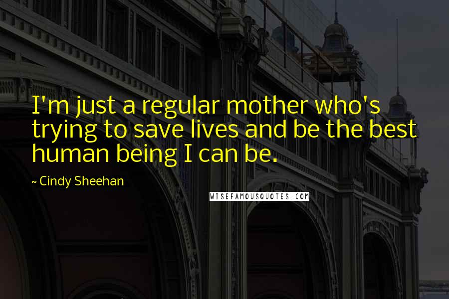 Cindy Sheehan Quotes: I'm just a regular mother who's trying to save lives and be the best human being I can be.