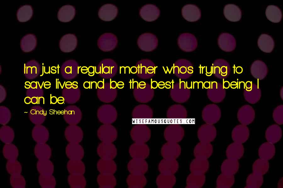 Cindy Sheehan Quotes: I'm just a regular mother who's trying to save lives and be the best human being I can be.