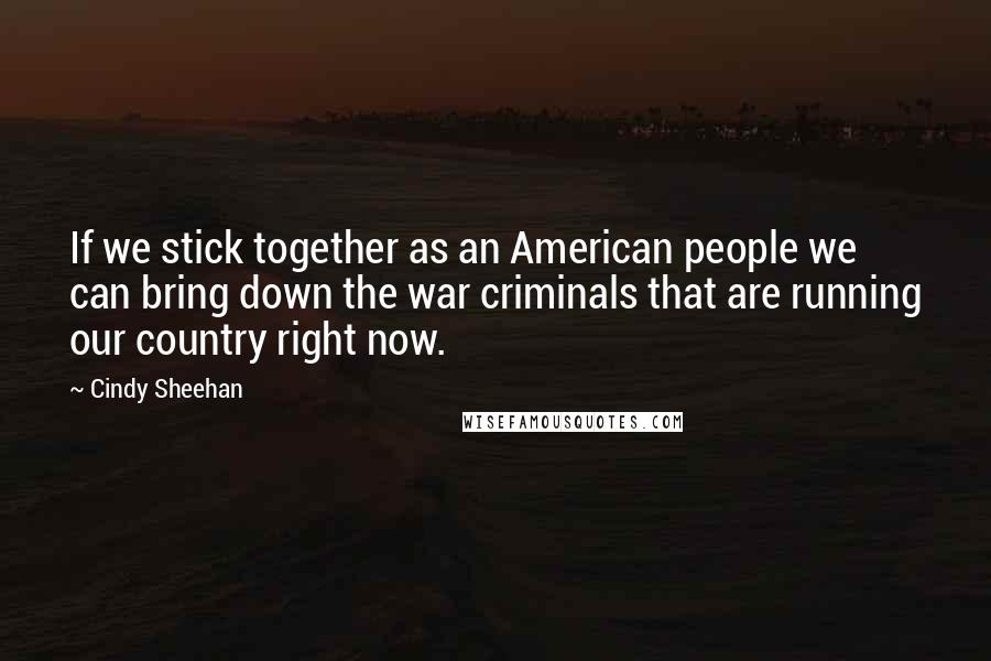 Cindy Sheehan Quotes: If we stick together as an American people we can bring down the war criminals that are running our country right now.