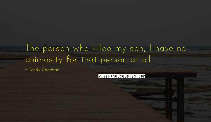 Cindy Sheehan Quotes: The person who killed my son, I have no animosity for that person at all.