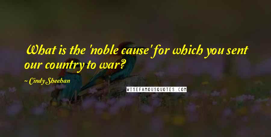 Cindy Sheehan Quotes: What is the 'noble cause' for which you sent our country to war?