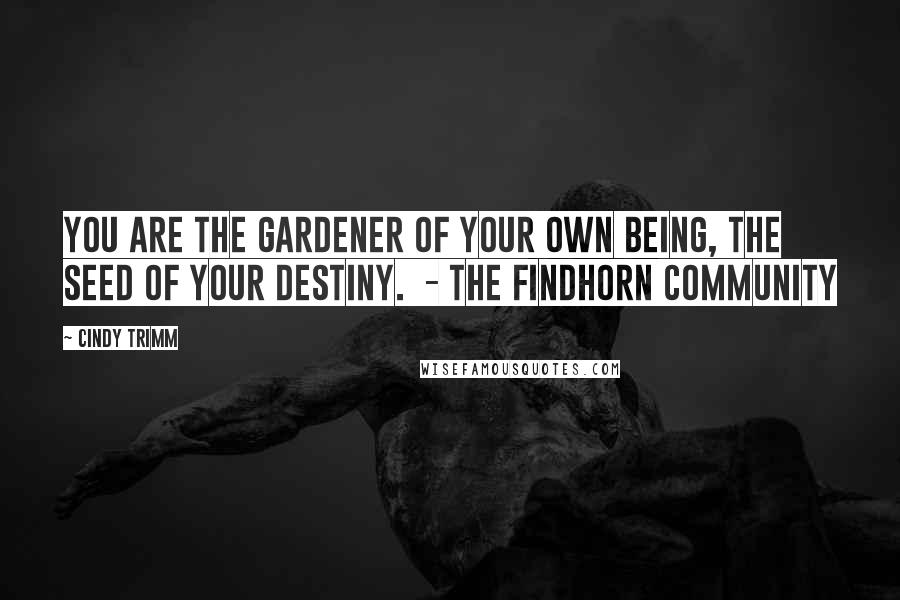 Cindy Trimm Quotes: You are the gardener of your own being, the seed of your destiny.  - THE FINDHORN COMMUNITY