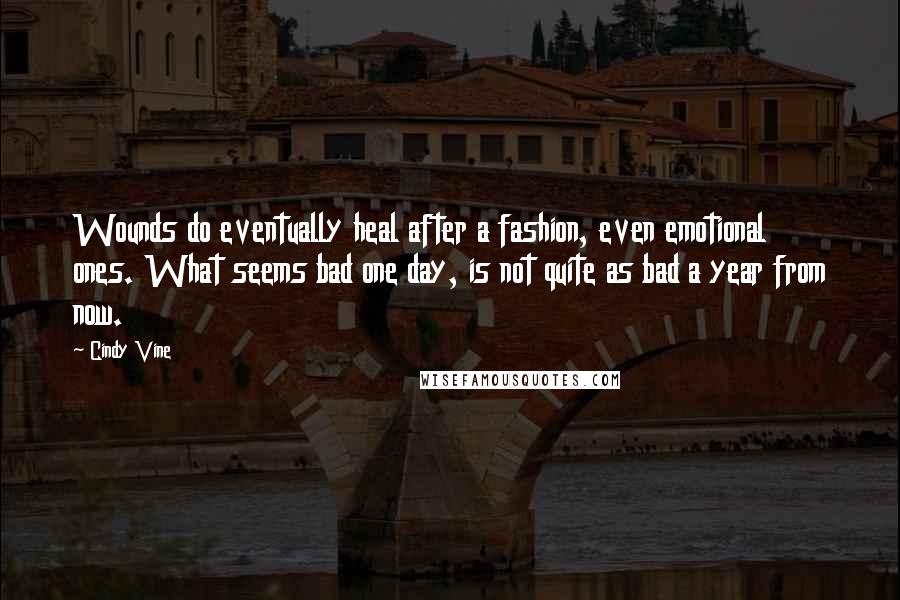 Cindy Vine Quotes: Wounds do eventually heal after a fashion, even emotional ones. What seems bad one day, is not quite as bad a year from now.