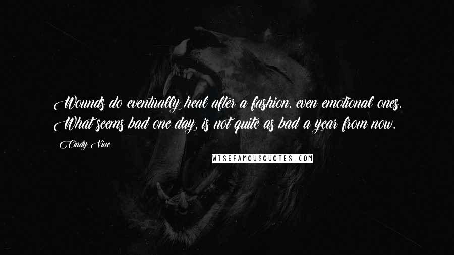 Cindy Vine Quotes: Wounds do eventually heal after a fashion, even emotional ones. What seems bad one day, is not quite as bad a year from now.