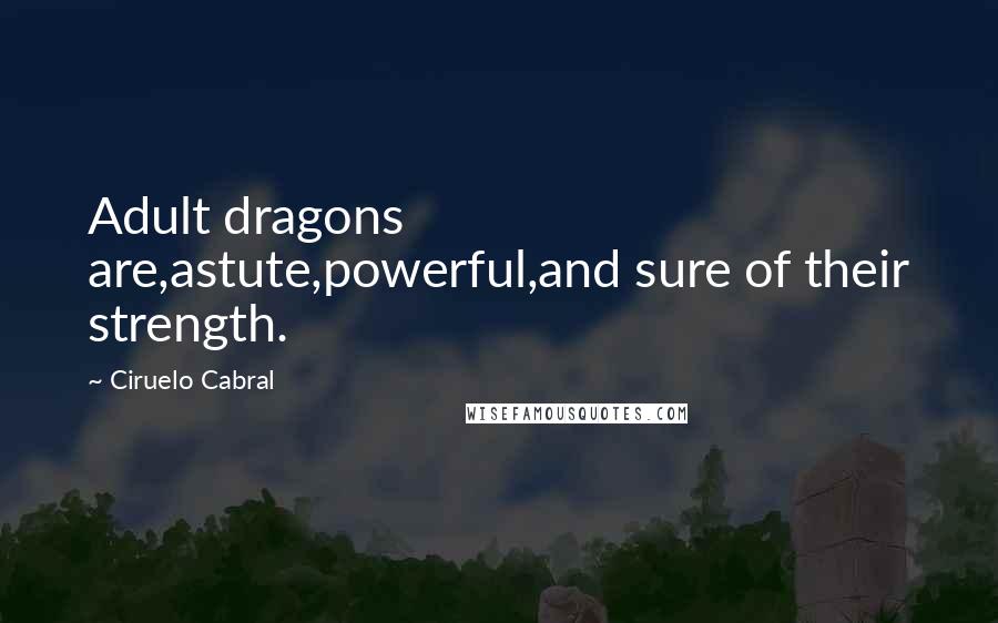 Ciruelo Cabral Quotes: Adult dragons are,astute,powerful,and sure of their strength.