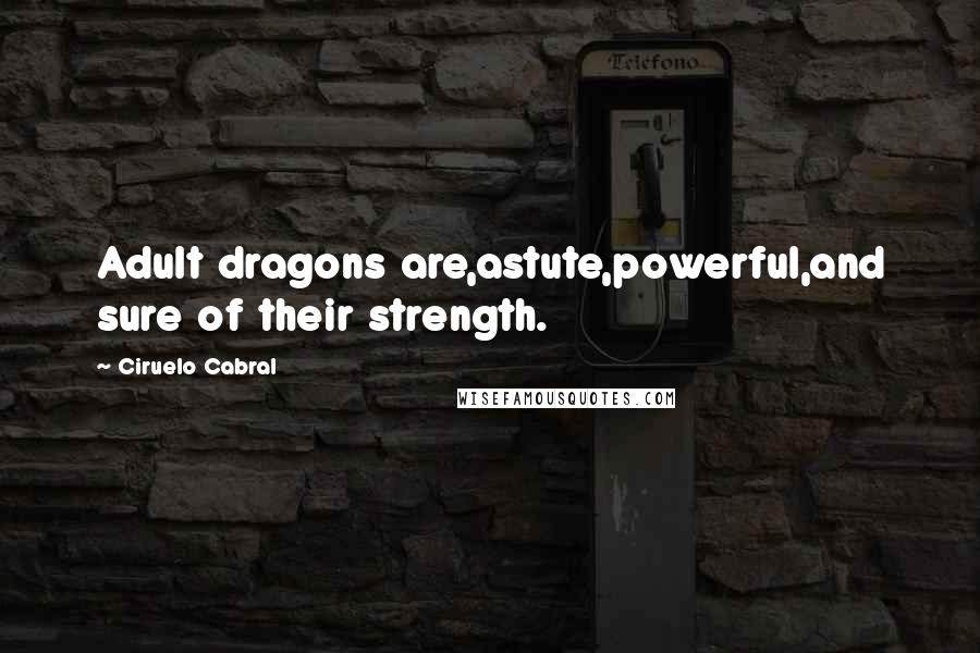 Ciruelo Cabral Quotes: Adult dragons are,astute,powerful,and sure of their strength.