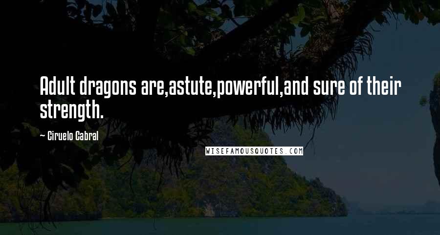 Ciruelo Cabral Quotes: Adult dragons are,astute,powerful,and sure of their strength.