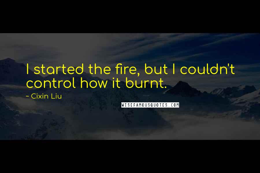 Cixin Liu Quotes: I started the fire, but I couldn't control how it burnt.
