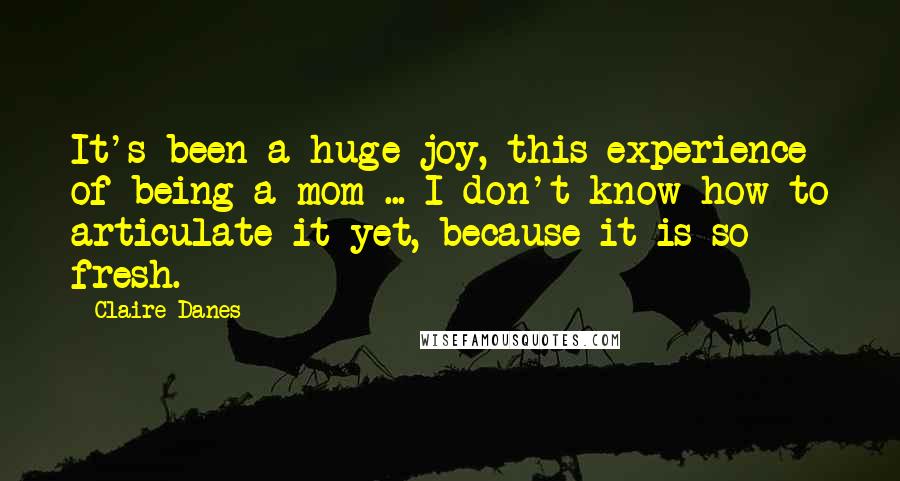 Claire Danes Quotes: It's been a huge joy, this experience of being a mom ... I don't know how to articulate it yet, because it is so fresh.