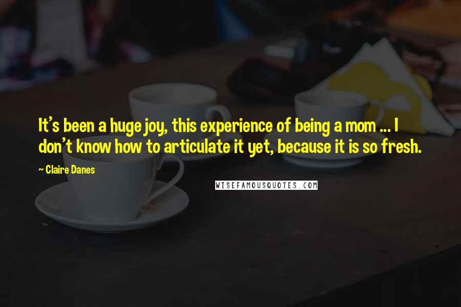 Claire Danes Quotes: It's been a huge joy, this experience of being a mom ... I don't know how to articulate it yet, because it is so fresh.