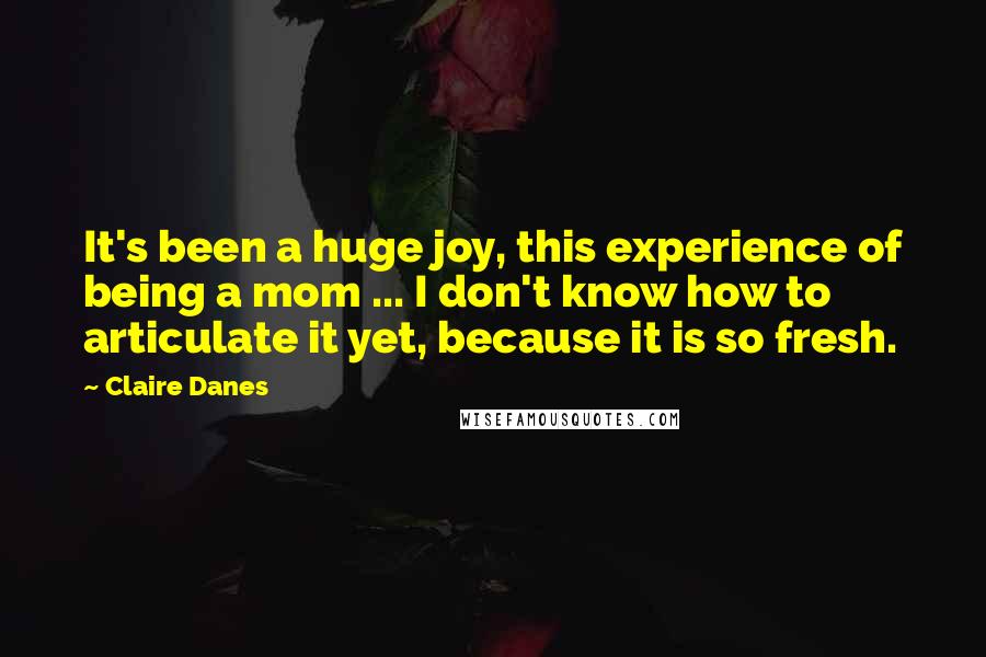 Claire Danes Quotes: It's been a huge joy, this experience of being a mom ... I don't know how to articulate it yet, because it is so fresh.