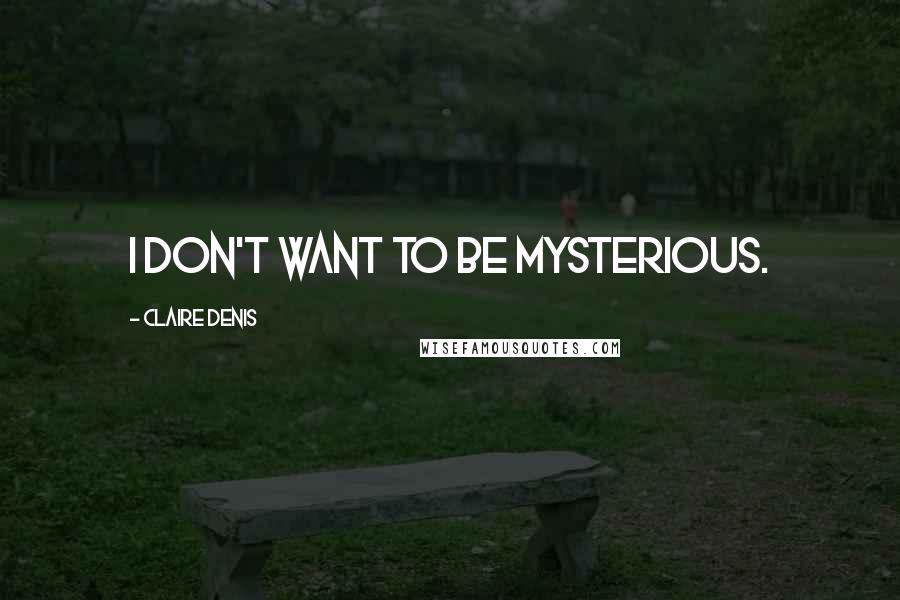 Claire Denis Quotes: I don't want to be mysterious.
