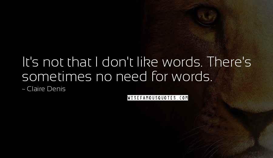 Claire Denis Quotes: It's not that I don't like words. There's sometimes no need for words.