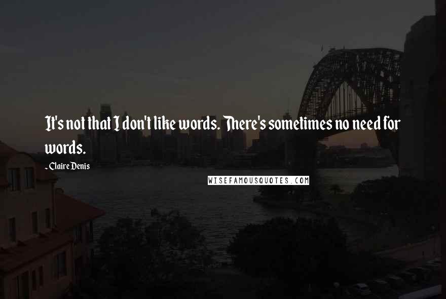 Claire Denis Quotes: It's not that I don't like words. There's sometimes no need for words.