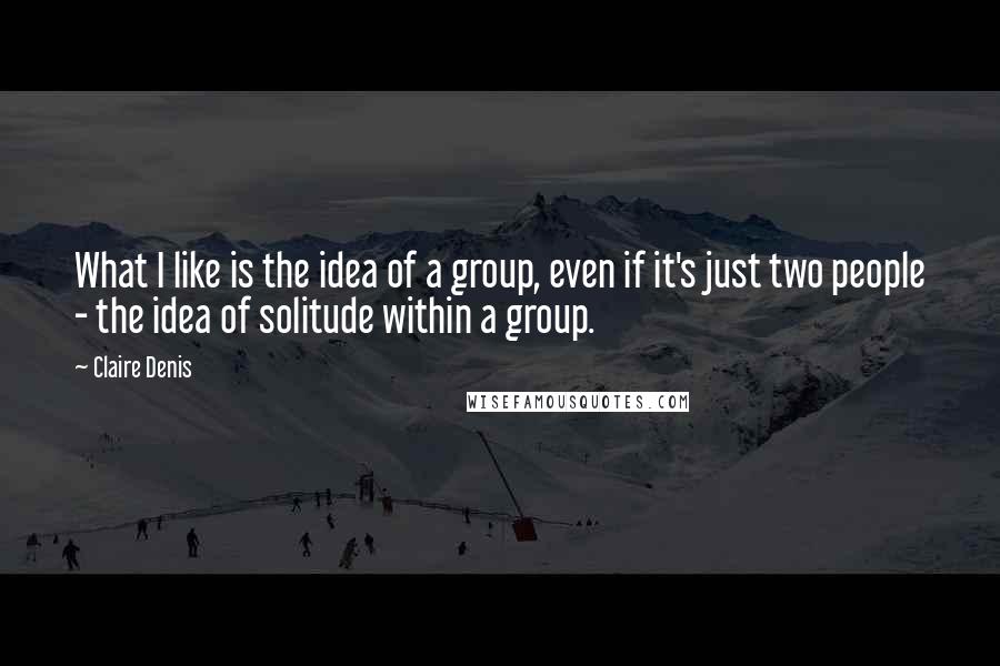 Claire Denis Quotes: What I like is the idea of a group, even if it's just two people - the idea of solitude within a group.