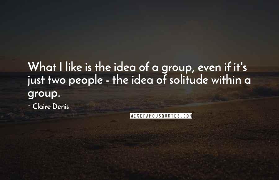 Claire Denis Quotes: What I like is the idea of a group, even if it's just two people - the idea of solitude within a group.