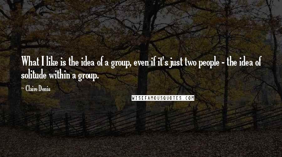 Claire Denis Quotes: What I like is the idea of a group, even if it's just two people - the idea of solitude within a group.