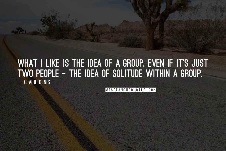 Claire Denis Quotes: What I like is the idea of a group, even if it's just two people - the idea of solitude within a group.