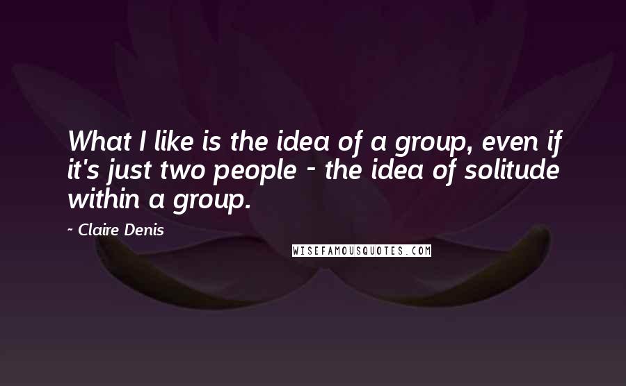 Claire Denis Quotes: What I like is the idea of a group, even if it's just two people - the idea of solitude within a group.