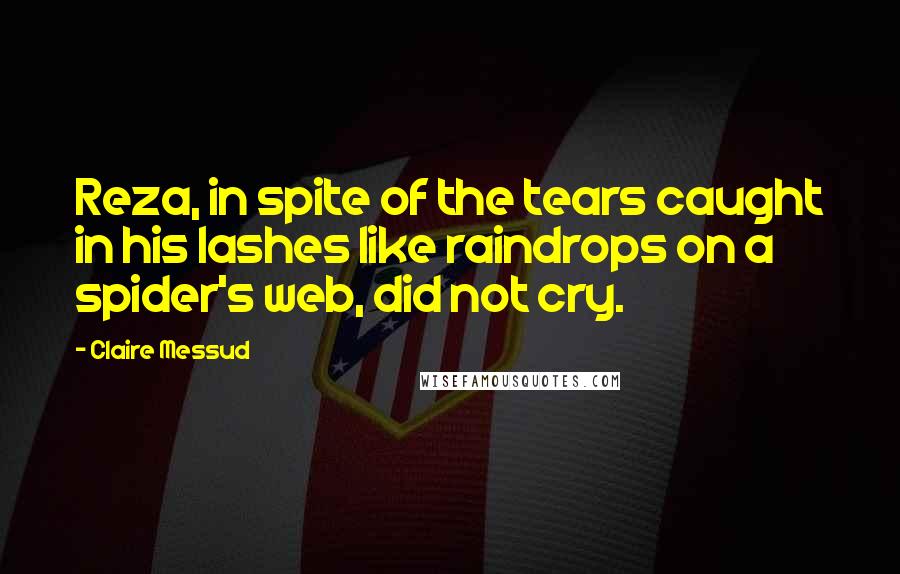 Claire Messud Quotes: Reza, in spite of the tears caught in his lashes like raindrops on a spider's web, did not cry.