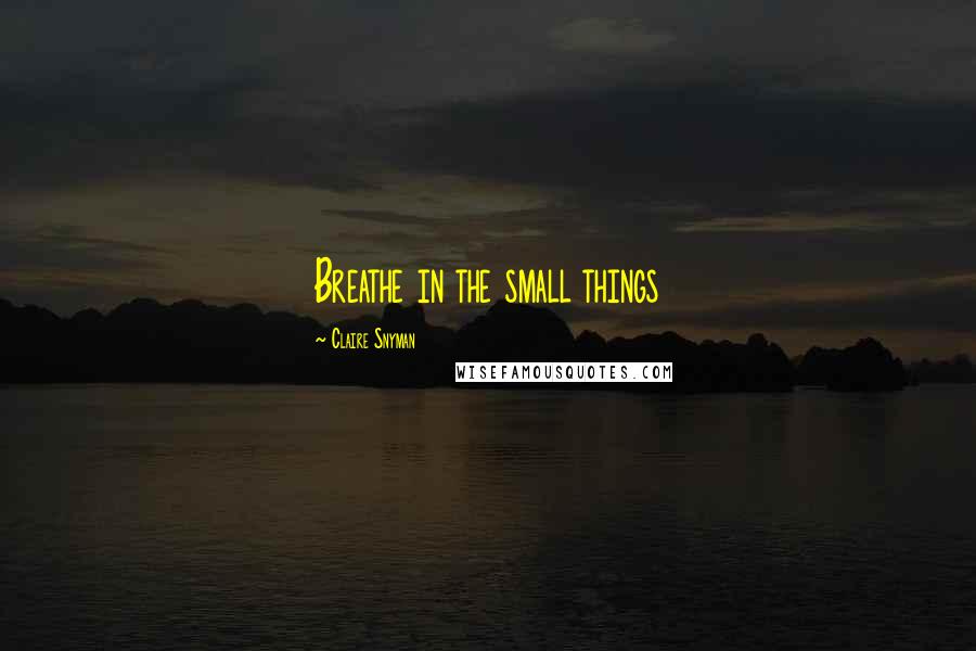 Claire Snyman Quotes: Breathe in the small things