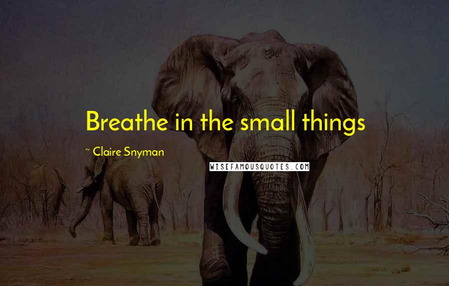 Claire Snyman Quotes: Breathe in the small things