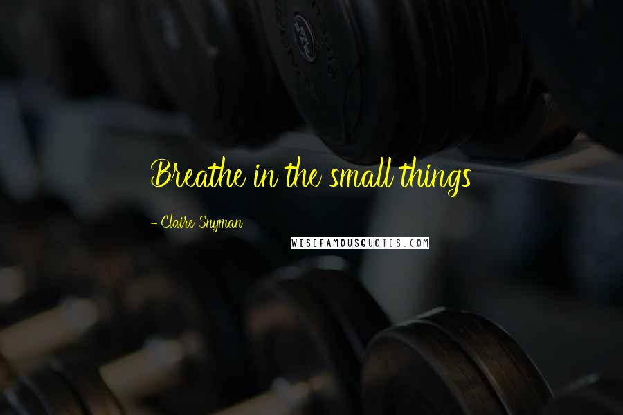 Claire Snyman Quotes: Breathe in the small things