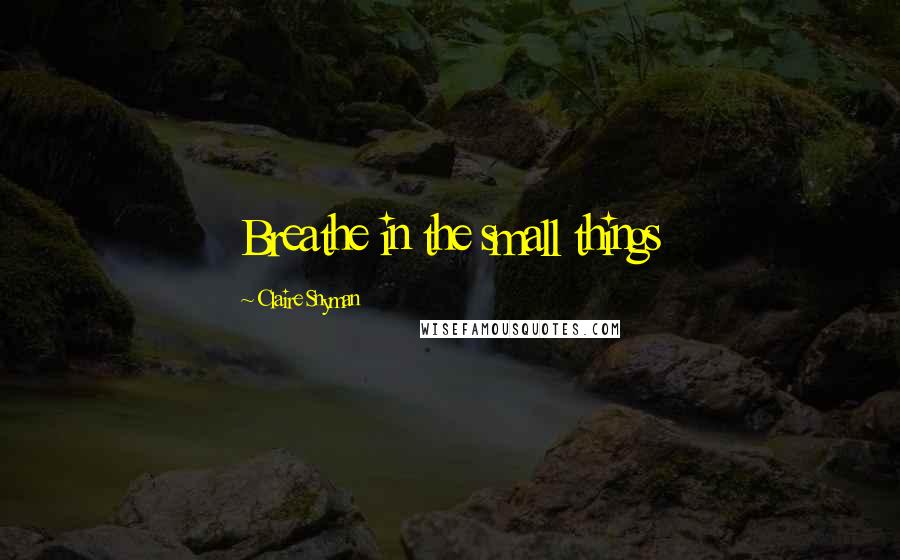 Claire Snyman Quotes: Breathe in the small things