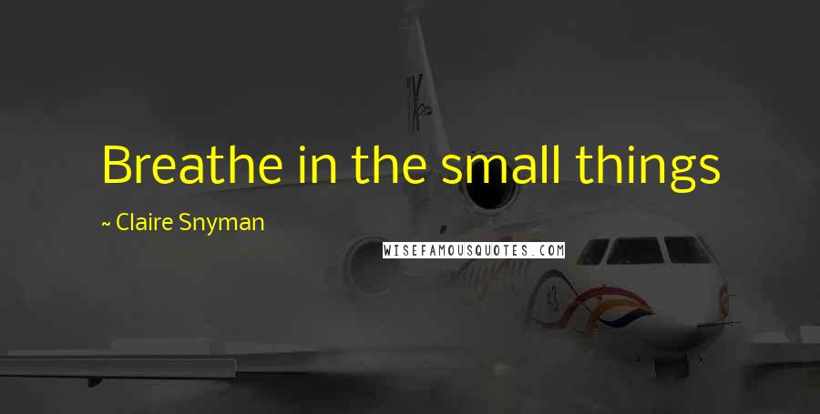 Claire Snyman Quotes: Breathe in the small things