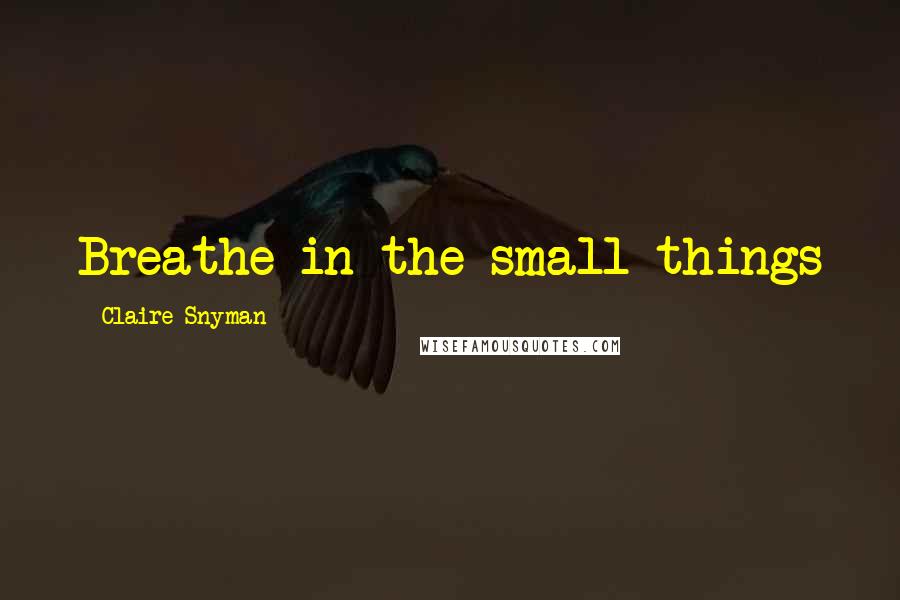 Claire Snyman Quotes: Breathe in the small things