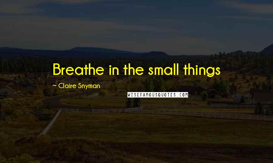 Claire Snyman Quotes: Breathe in the small things