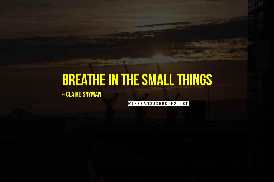 Claire Snyman Quotes: Breathe in the small things