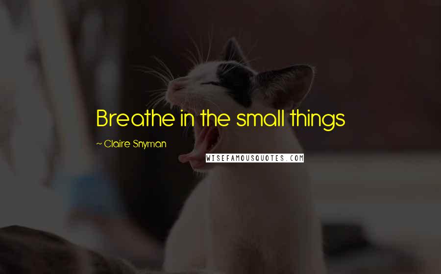 Claire Snyman Quotes: Breathe in the small things